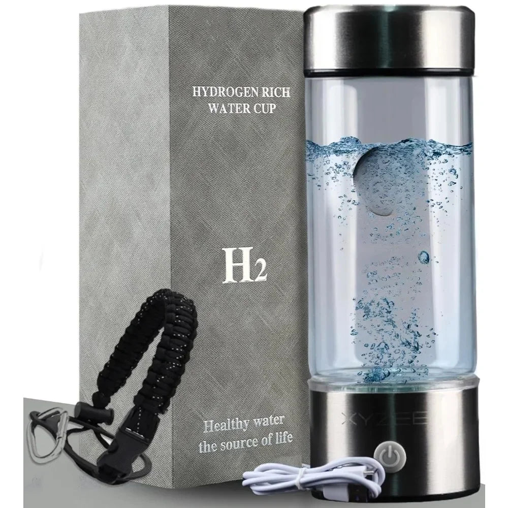 Hydrogen Water Bottle,Portable Rechargeable Hydrogen Water Bottle Generator,Purify Quality in 3Min Glass water Ionizer